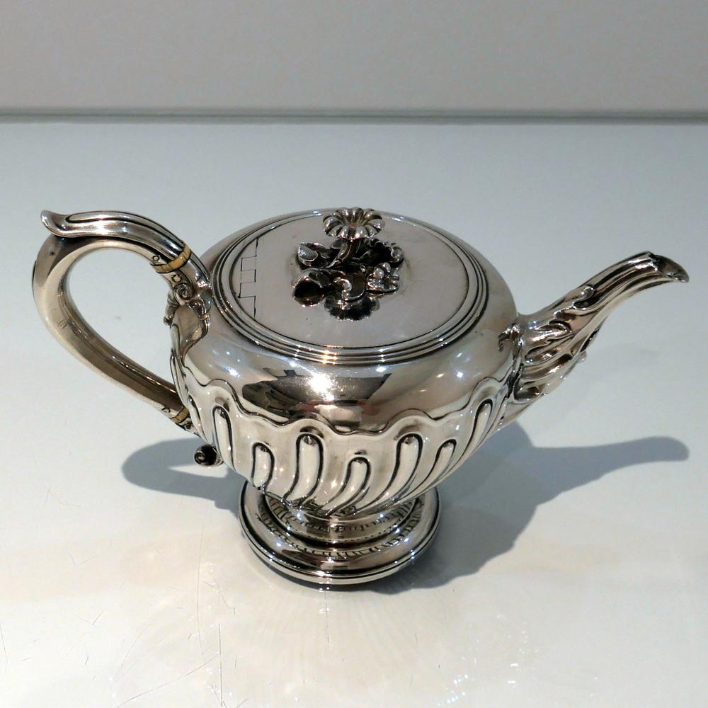 Antique Victorian Sterling Silver Bachelor Teapot London 1839 John Figg 1