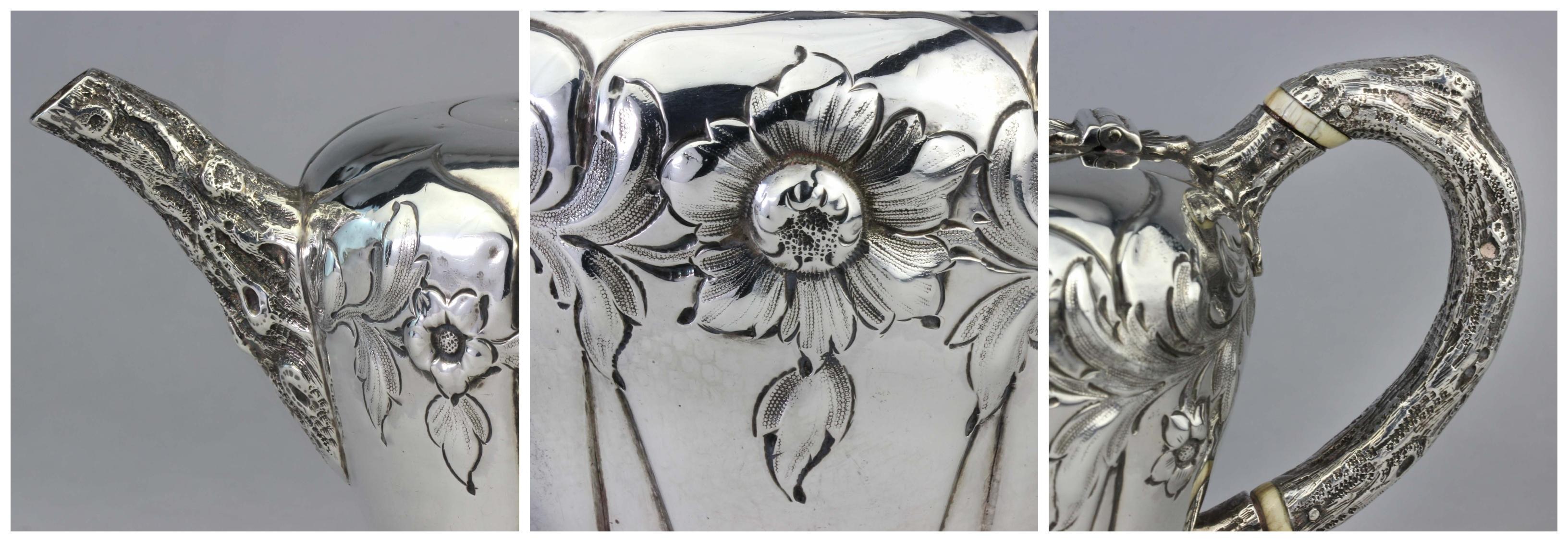 Théière de célébrité victorienne ancienne en argent sterling par William Moulson en vente 3