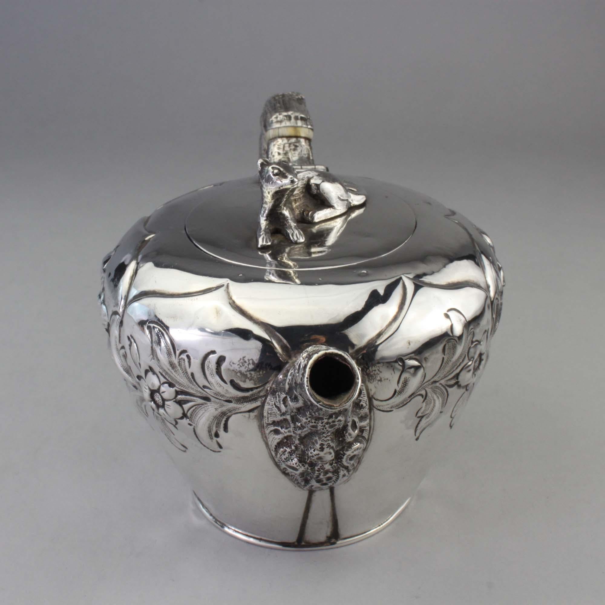 European Antique Victorian Sterling Silver Bachelor's Tea Pot by William Moulson For Sale