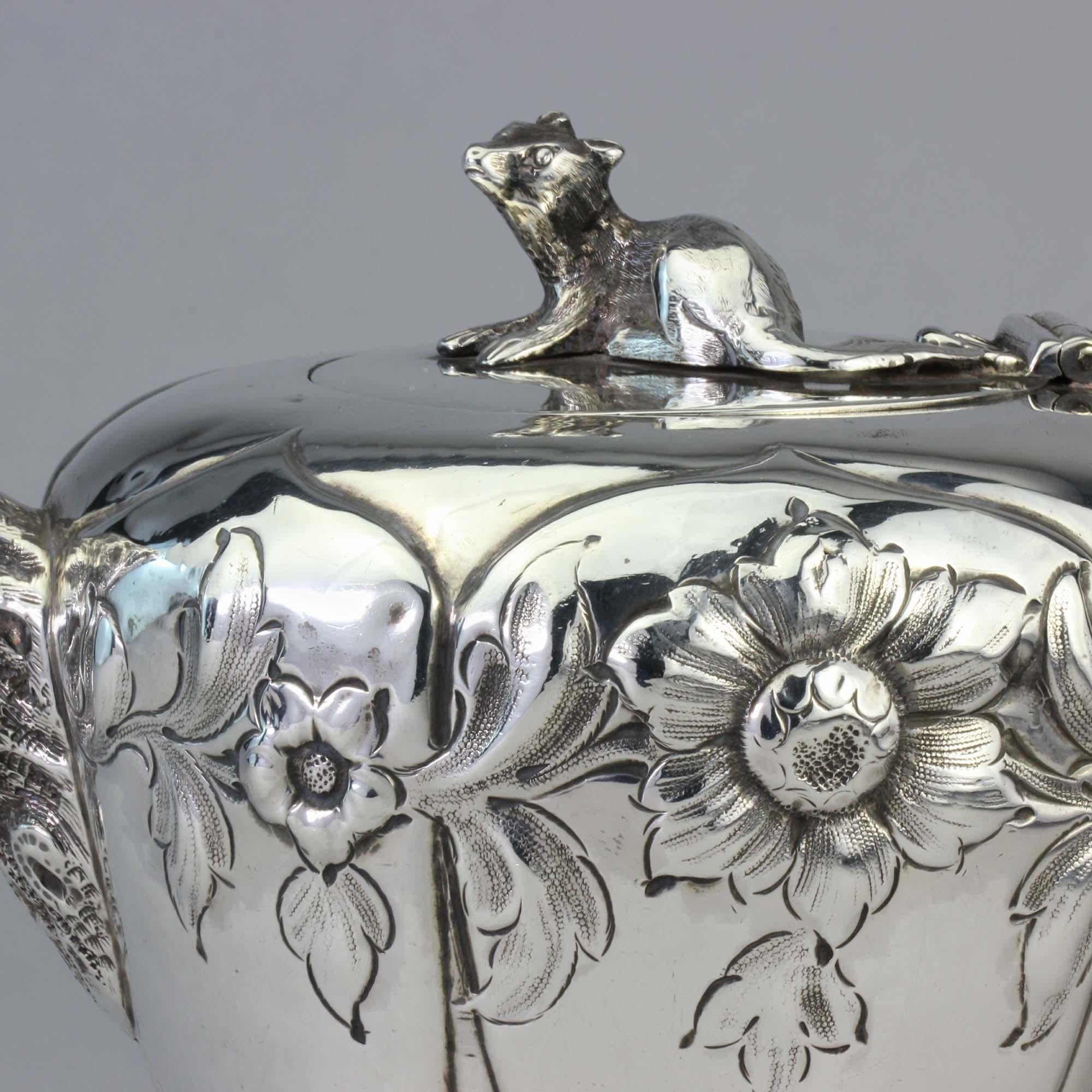 Mid-19th Century Antique Victorian Sterling Silver Bachelor's Tea Pot by William Moulson For Sale