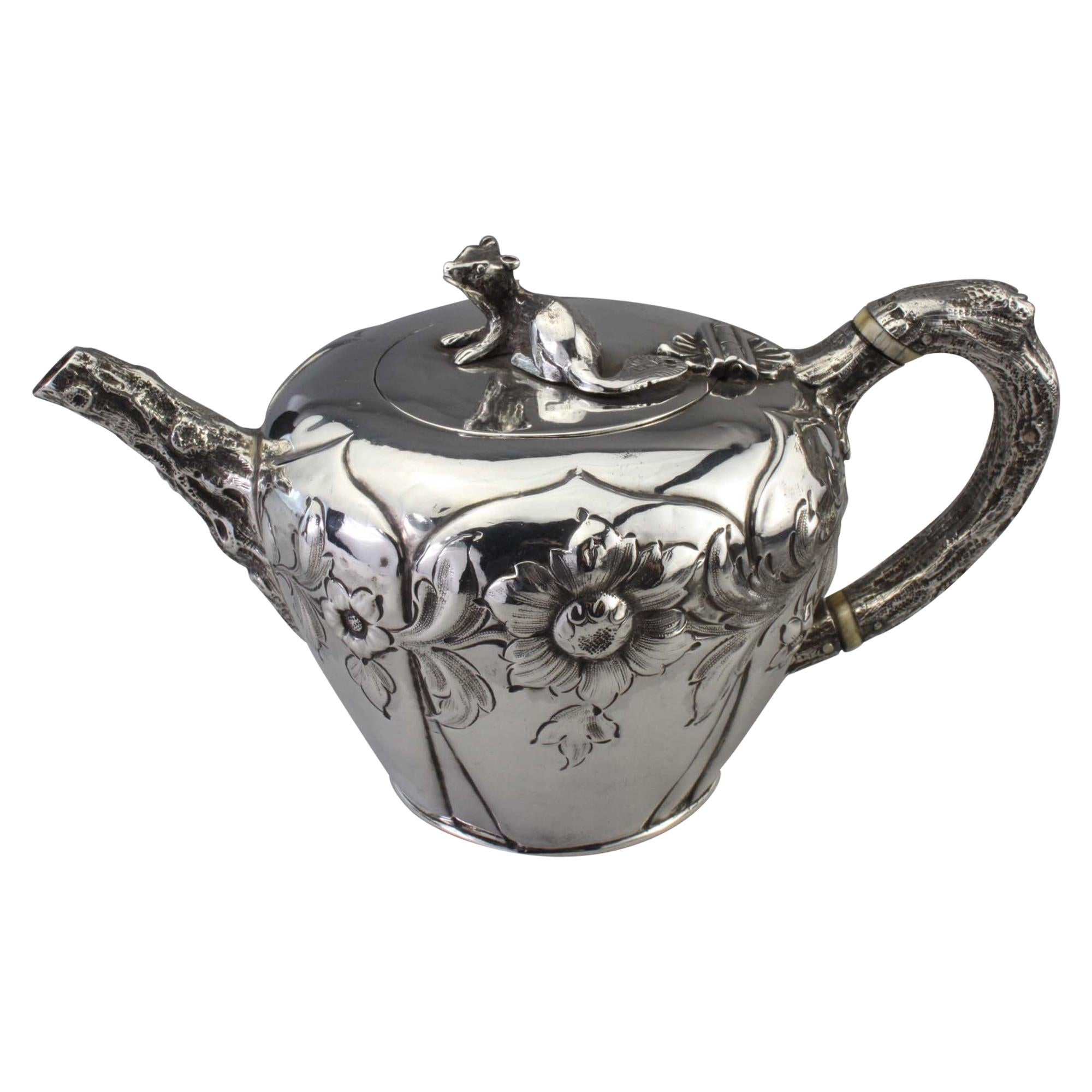 Antique Victorian Sterling Silver Bachelor's Tea Pot by William Moulson