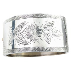 Bracelet en argent sterling de style victorien antique, gros, tournesol.