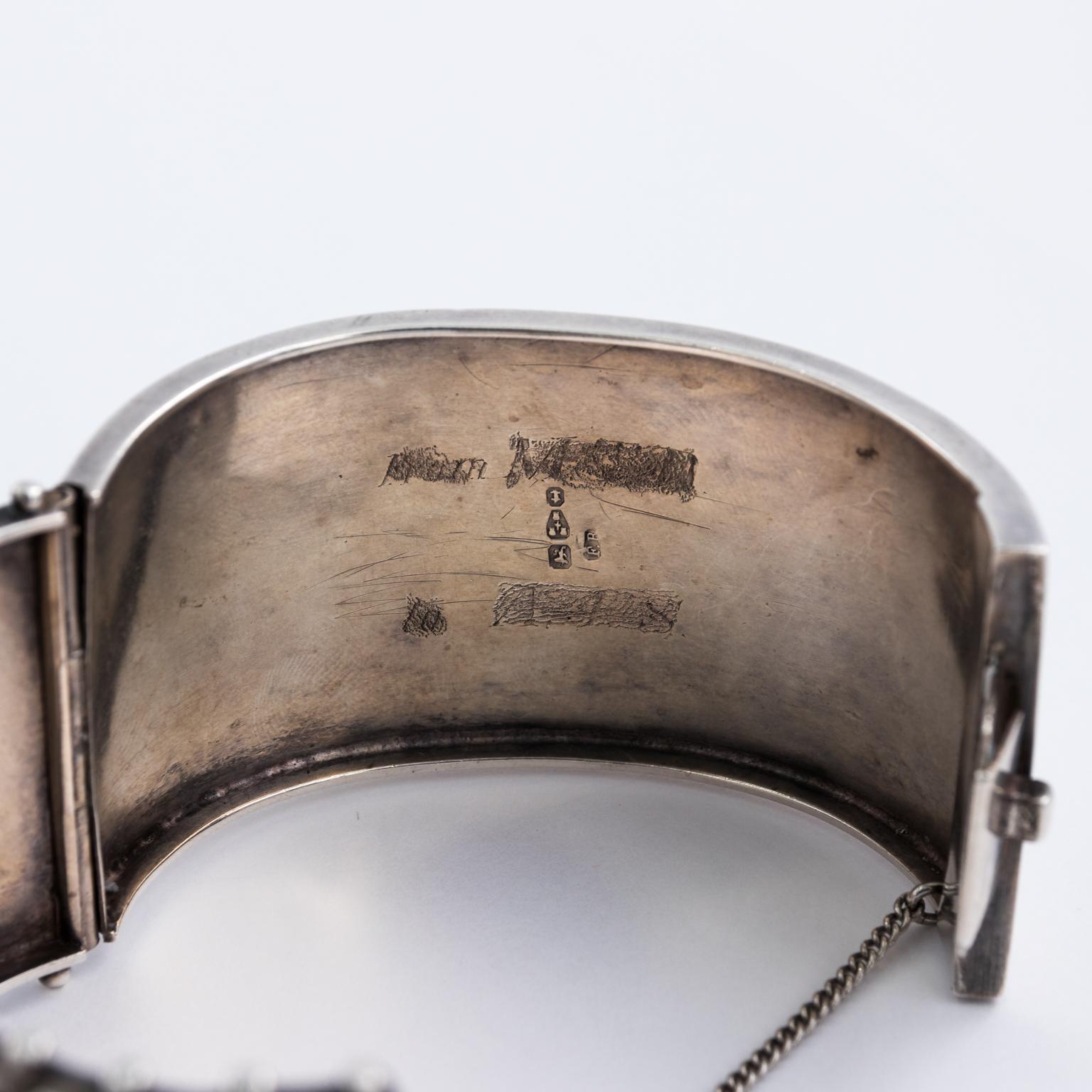 Antique Victorian Sterling Silver Bangle Cuff Bracelet 1