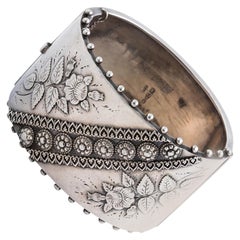Antique Victorian Sterling Silver Bangle Cuff Bracelet