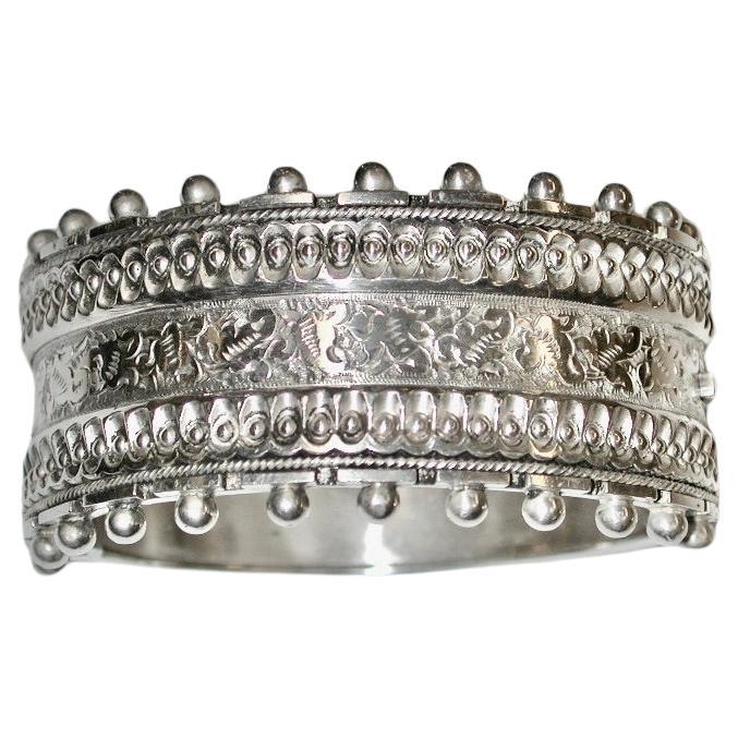 Antique Victorian Sterling Silver Bangle Dated 1882 Assayed In Birmingham For Sale