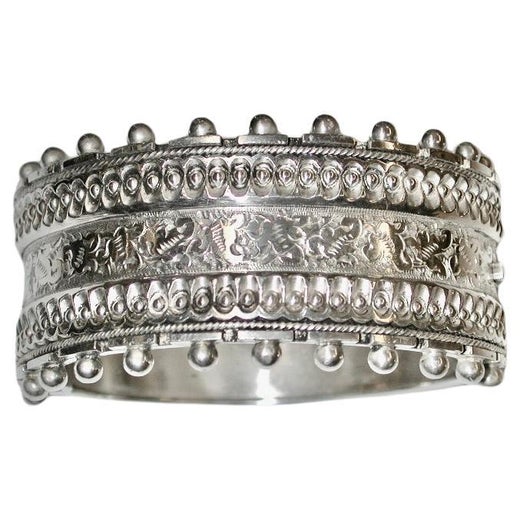 Antique Victorian Sterling Silver Bangle Dated 1882 Assayed In Birmingham