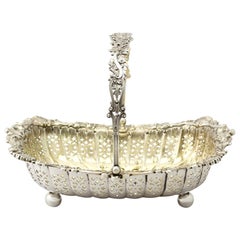 Antigua cesta victoriana de plata de ley de James Dixon & Sons Ltd
