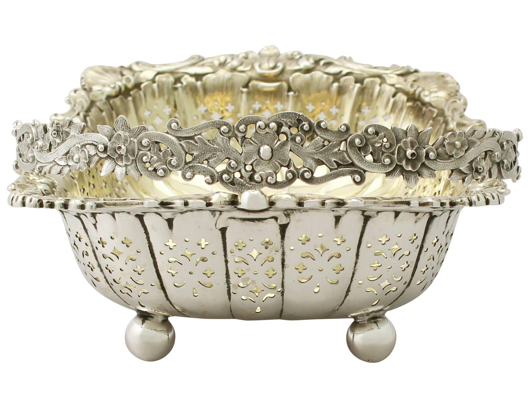 English Antique Victorian Sterling Silver Basket by James Dixon & Sons Ltd For Sale