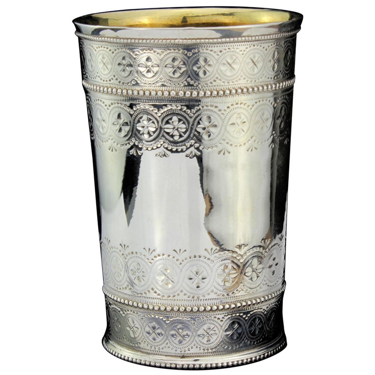 Antique Victorian Sterling Silver Beaker For Sale