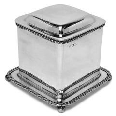 Antique Victorian Sterling Silver Biscuit Box London England 1897