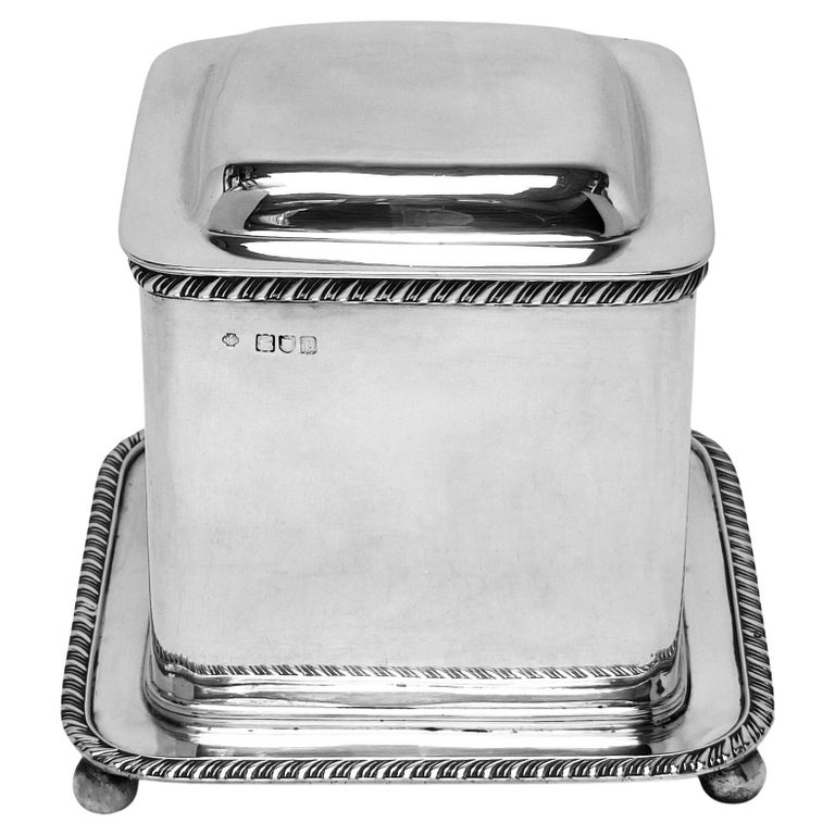 Antique Victorian Sterling Silver Biscuit Box London England 1897