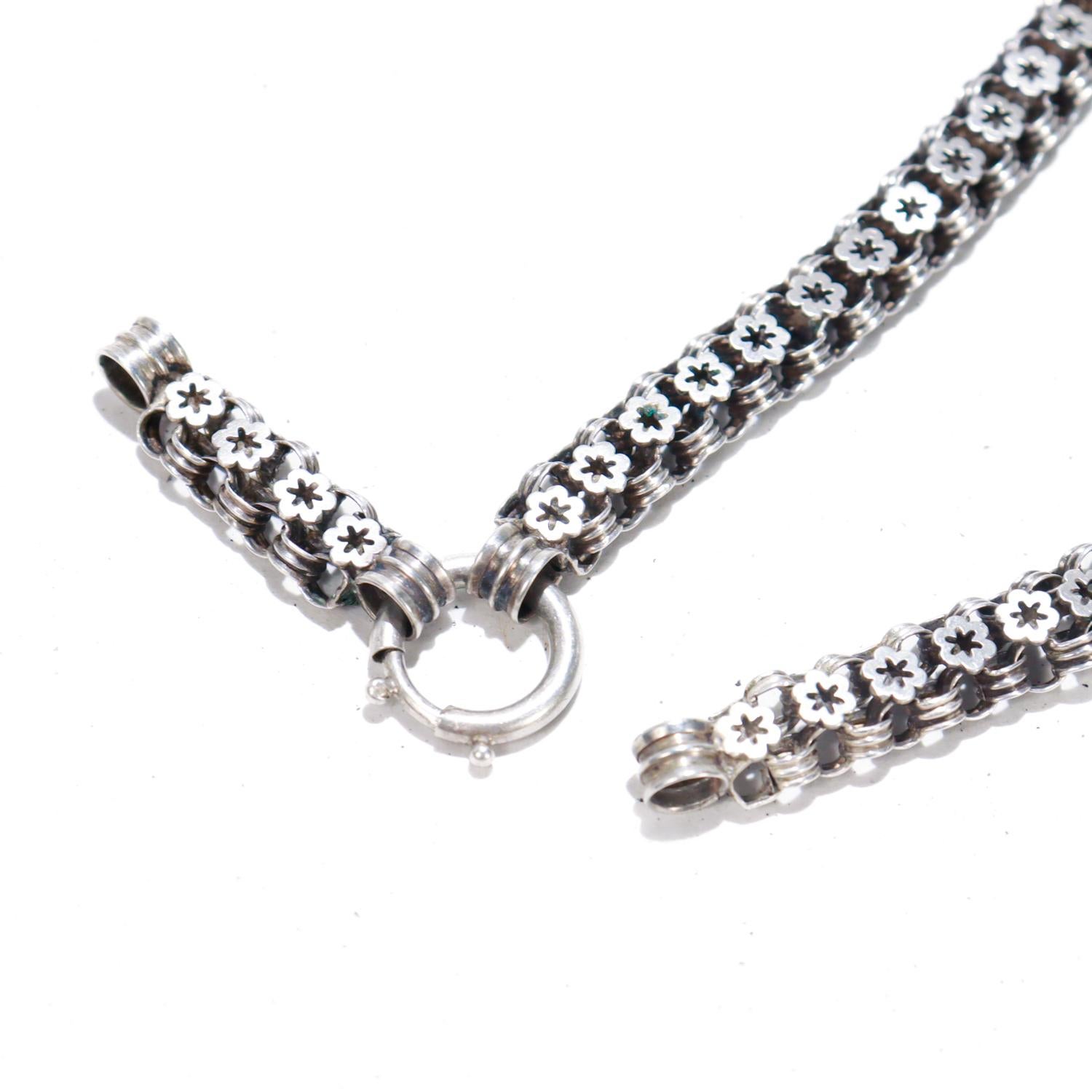 Antike viktorianische Sterlingsilber-Bücherkette mit Sternkragen-Halskette und Extender 5