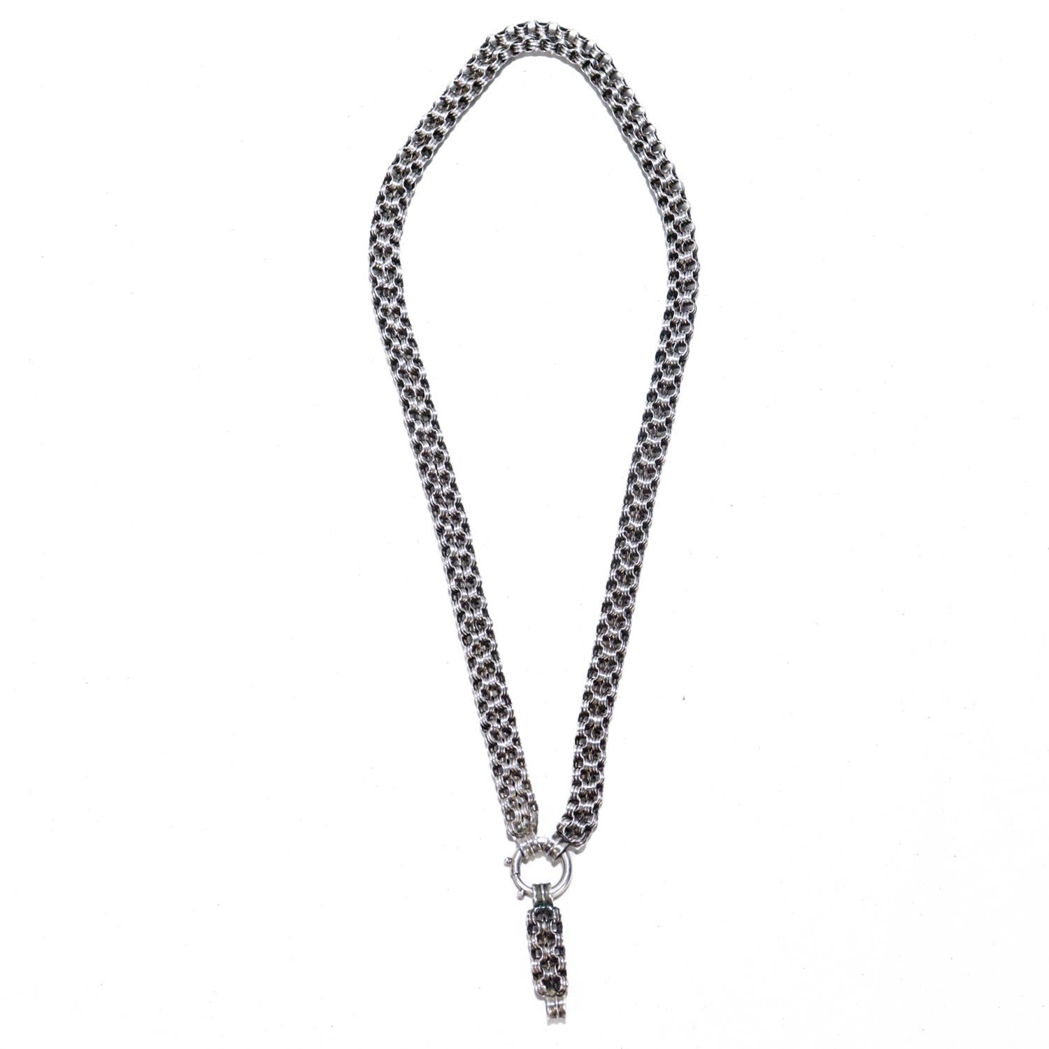 Antike viktorianische Sterlingsilber-Bücherkette mit Sternkragen-Halskette und Extender 1