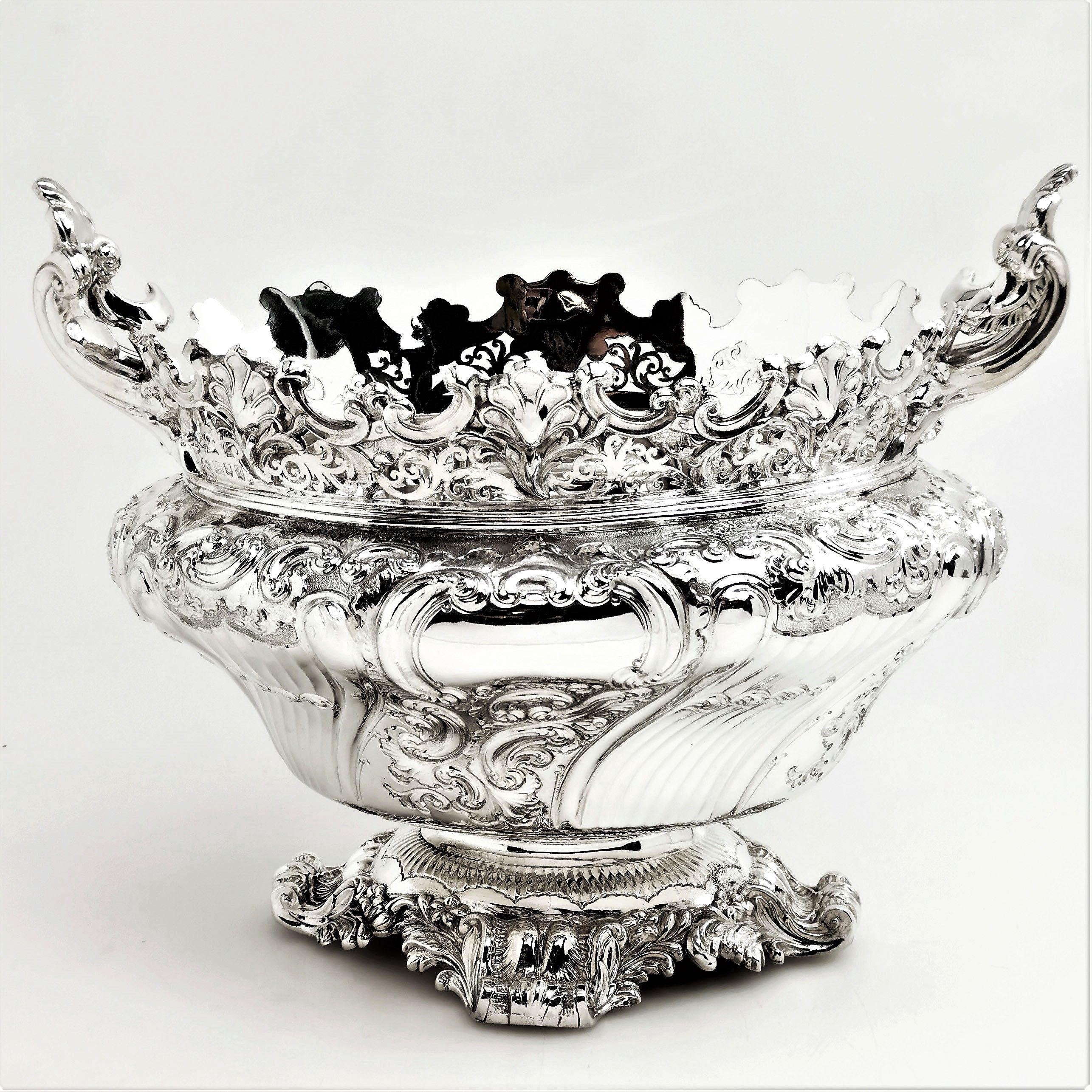 English Antique Victorian Sterling Silver Bowl / Dish / Centrepiece, 1899