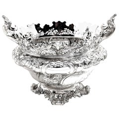 Antique bol / plat / centre de table Victorien en argent sterling:: 1899