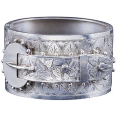 Antique Victorian Sterling Silver Buckle Bangle Dated 1885 Boxed