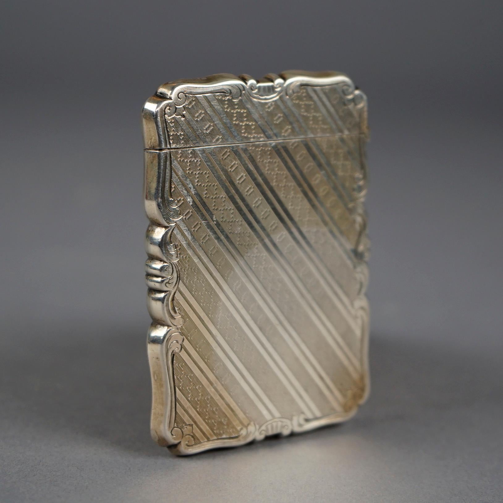 American Antique Victorian Sterling Silver Calling Card Case circa 1890, 1.53 TO