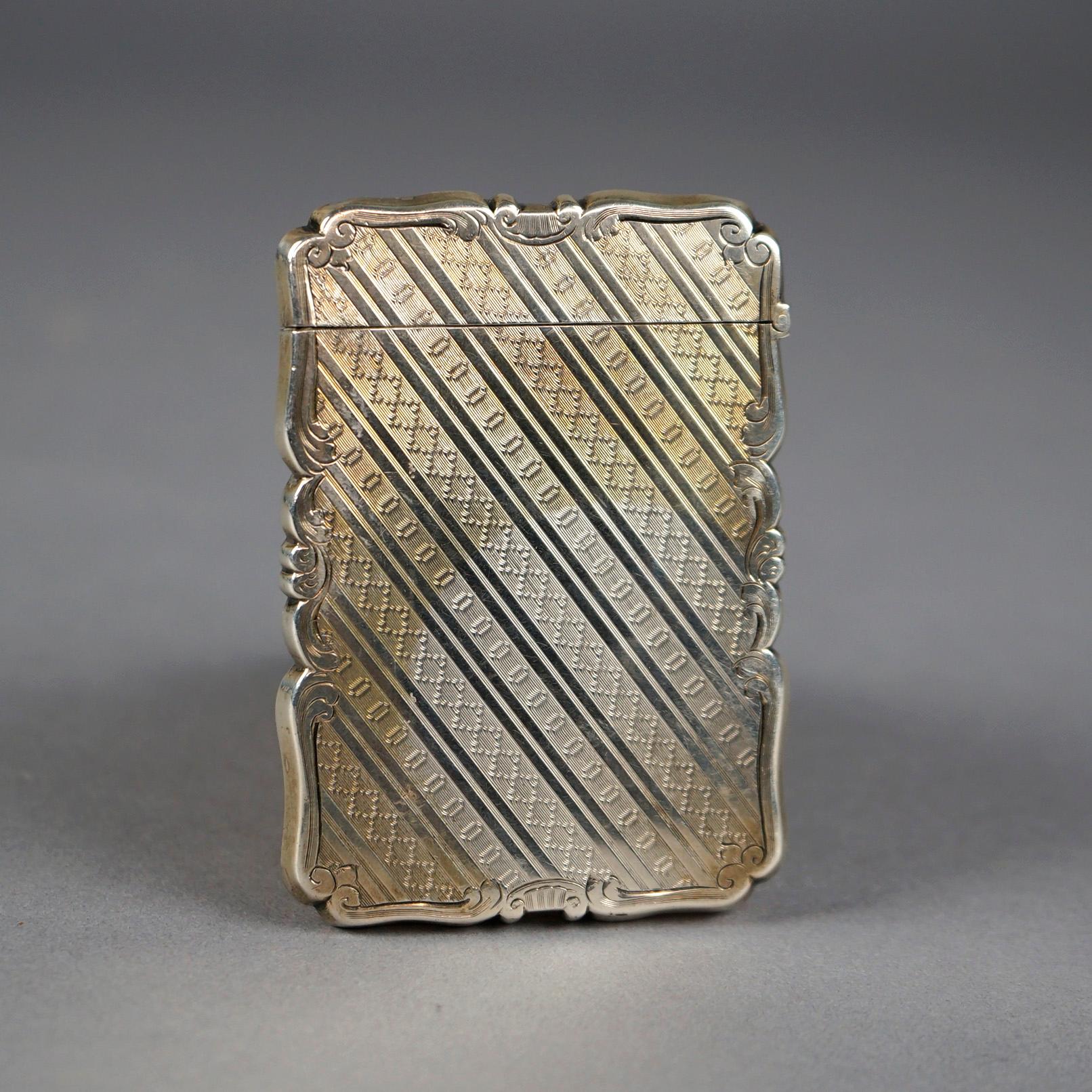Antique Victorian Sterling Silver Calling Card Case circa 1890, 1.53 TO In Good Condition In Big Flats, NY