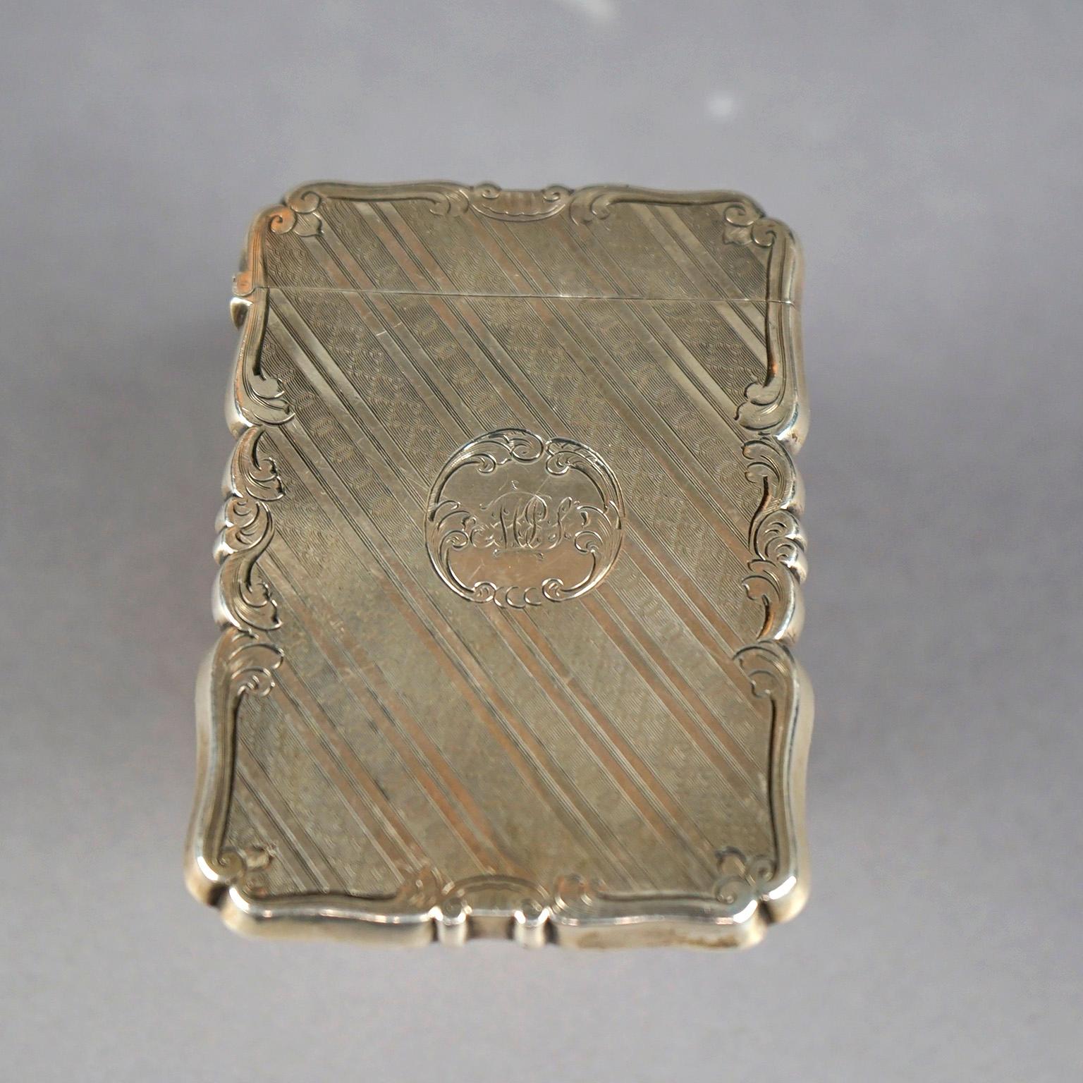 Antique Victorian Sterling Silver Calling Card Case circa 1890, 1.53 TO 1