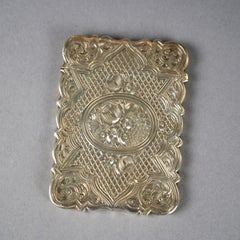 Antique Victorian Sterling Silver Calling Card Case circa 1890, 1.85 to