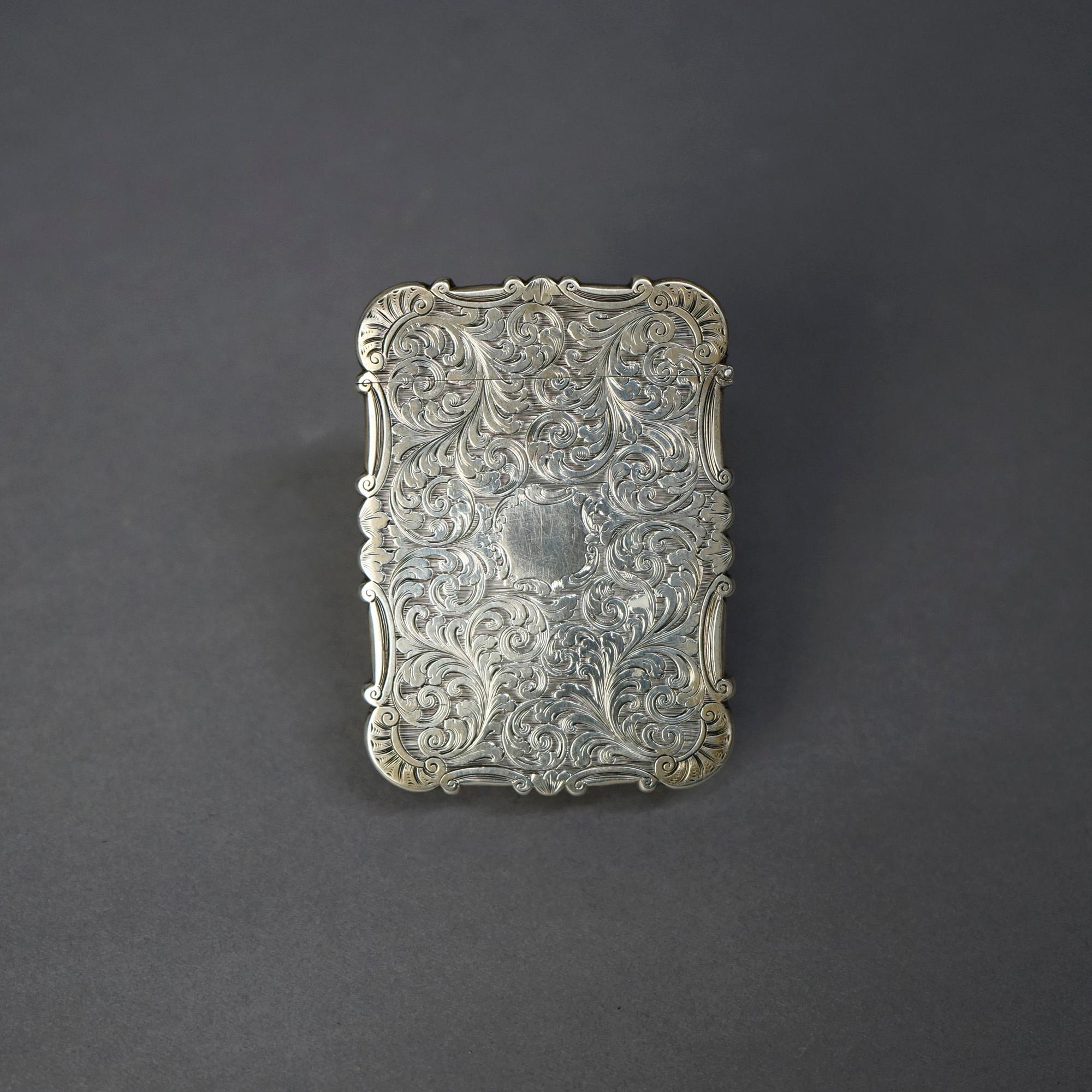 American Antique Victorian Sterling Silver Calling Card Case circa 1890, 1.89 To