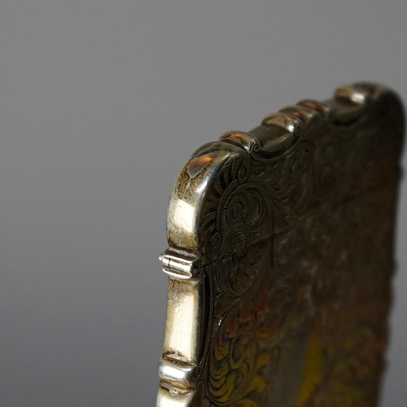 Antique Victorian Sterling Silver Calling Card Case circa 1890, 1.89 To In Good Condition In Big Flats, NY