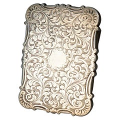 Antique Victorian Sterling Silver Calling Card Case circa 1890, 1.89 To