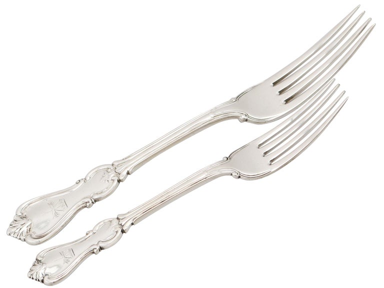 Mid-19th Century Antique Victorian Sterling Silver Canteen of Cutlery for 12 Persons For Sale