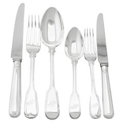 Plateau de service victorien ancien en argent sterling pour huit personnes 1843