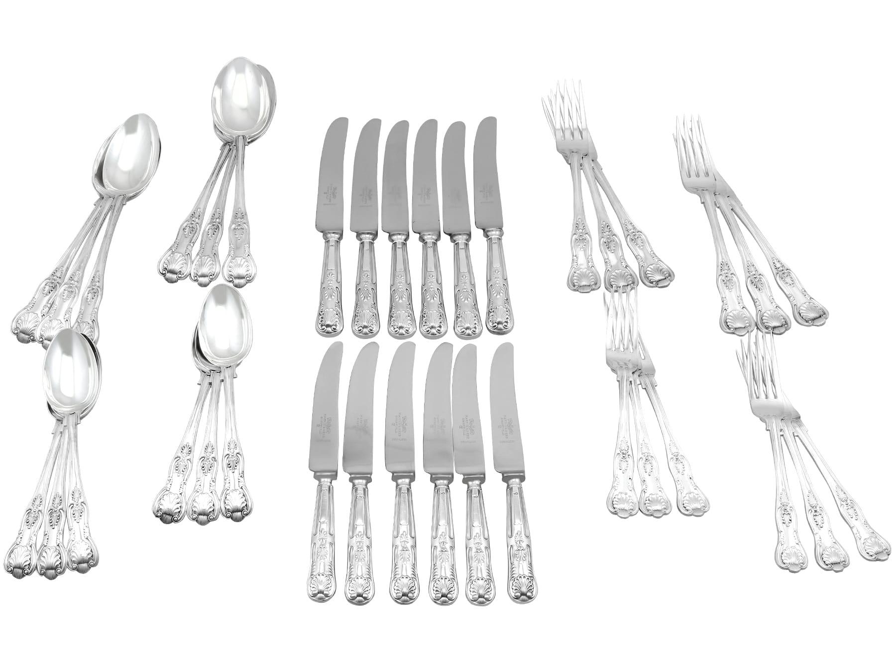 Antique Victorian Sterling Silver Canteen of Cutlery for Six Persons (1891) 12