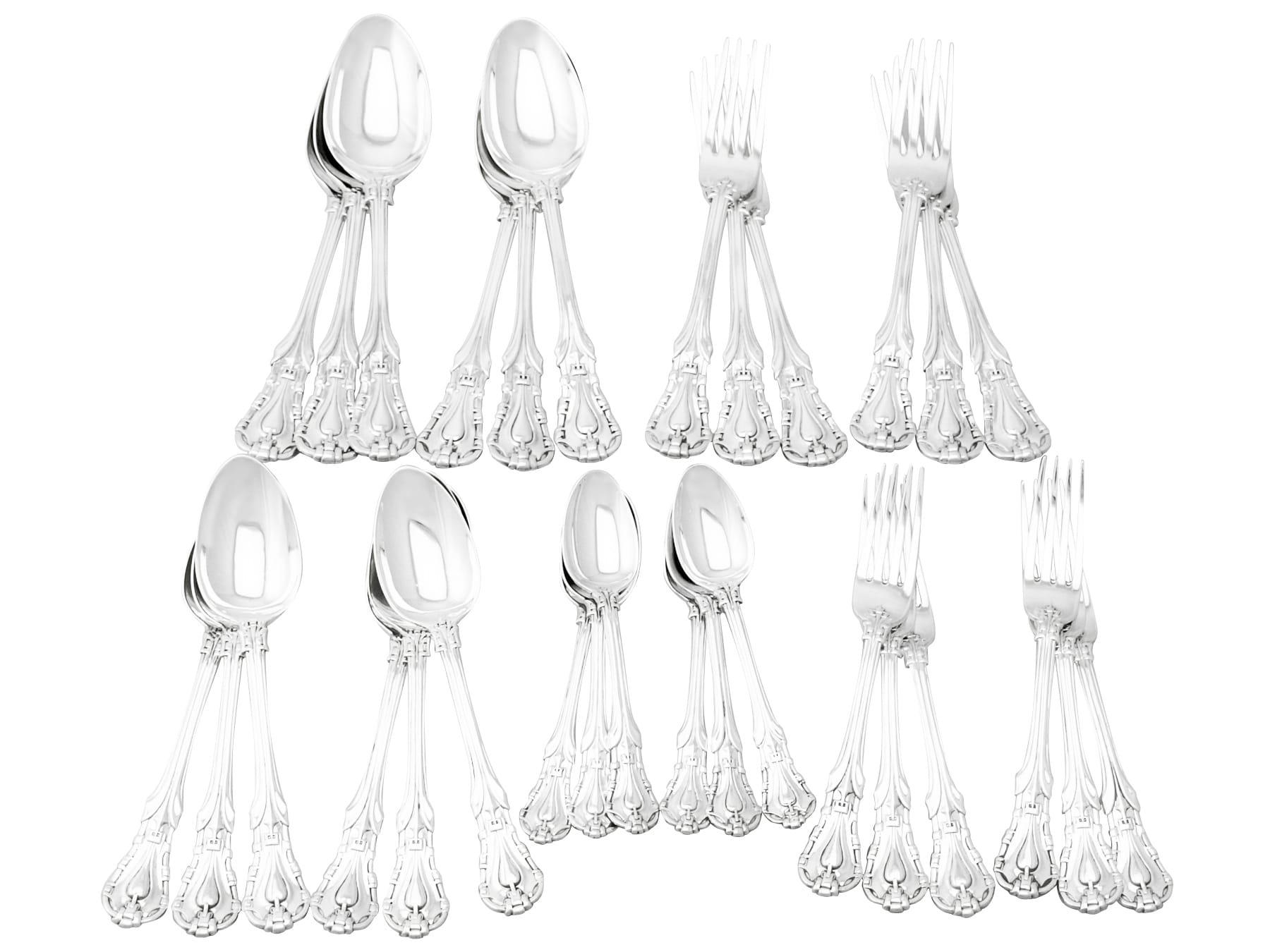 Antique Victorian Sterling Silver Canteen of Cutlery for Six Persons For Sale 6