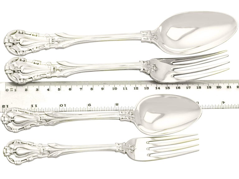English Antique Victorian Sterling Silver Canteen of Cutlery for Six Persons For Sale