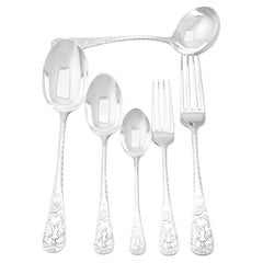 Plateau de couverts victorien ancien en argent sterling pour six personnes