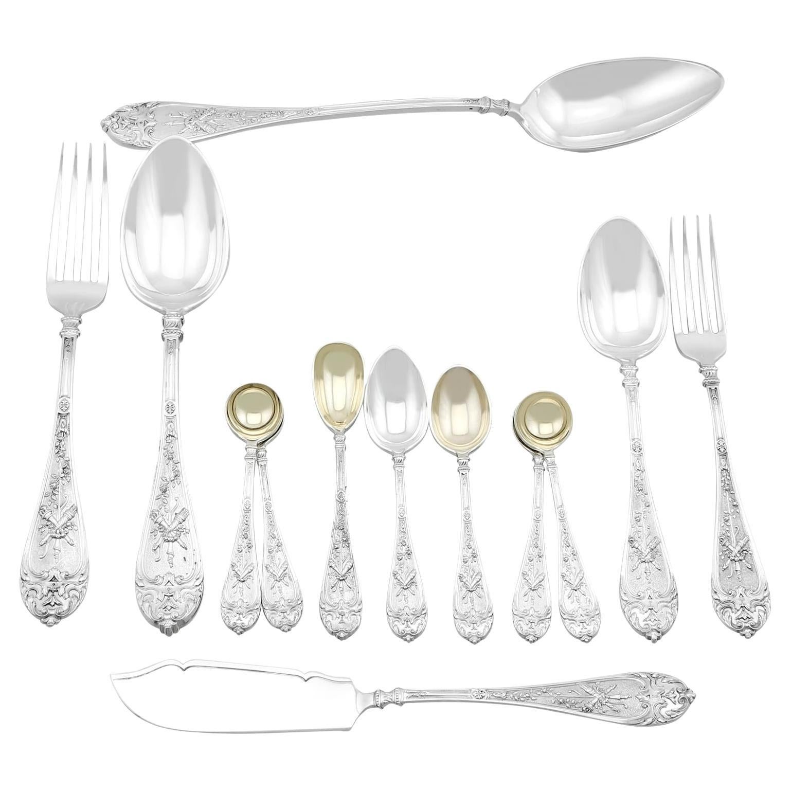 Antique Victorian Sterling Silver Canteen of Cutlery for Twelve Persons For Sale