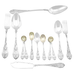 Used Victorian Sterling Silver Canteen of Cutlery for Twelve Persons