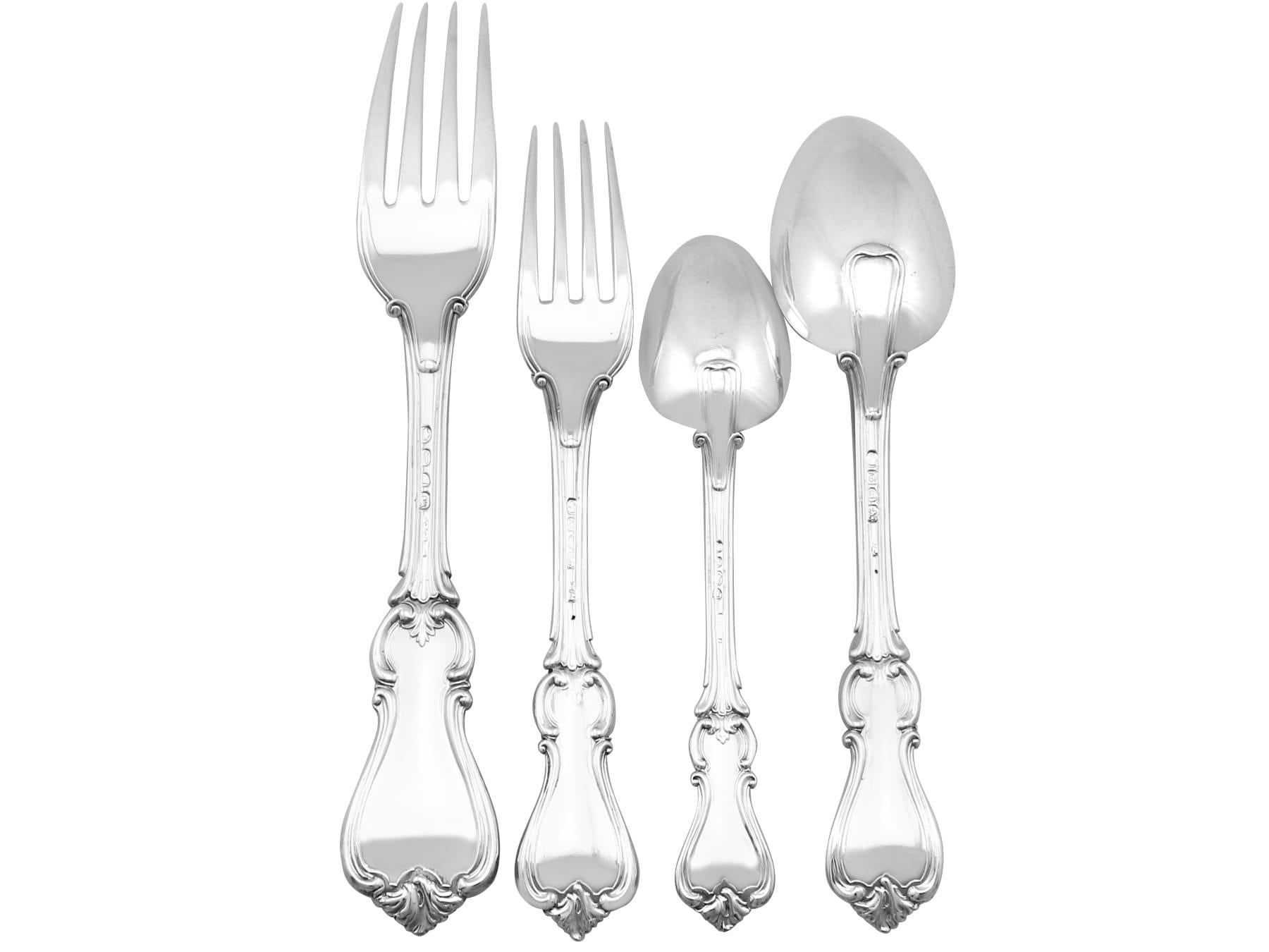 British Antique Victorian Sterling Silver Canteen of Cutlery for Twenty-Four Persons For Sale