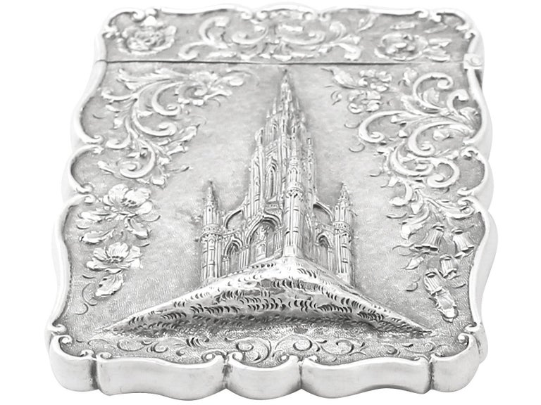 English George Unite Antique Victorian Sterling Silver Card Case For Sale