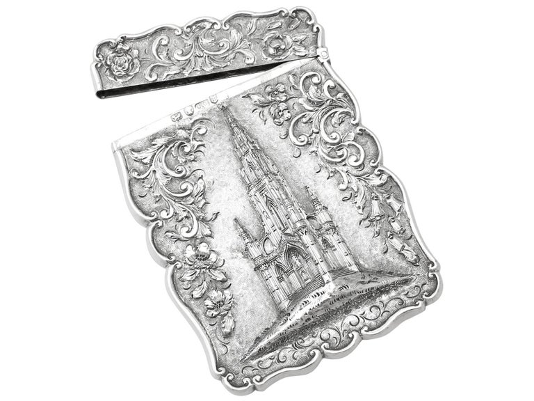 Mid-19th Century George Unite Antique Victorian Sterling Silver Card Case For Sale