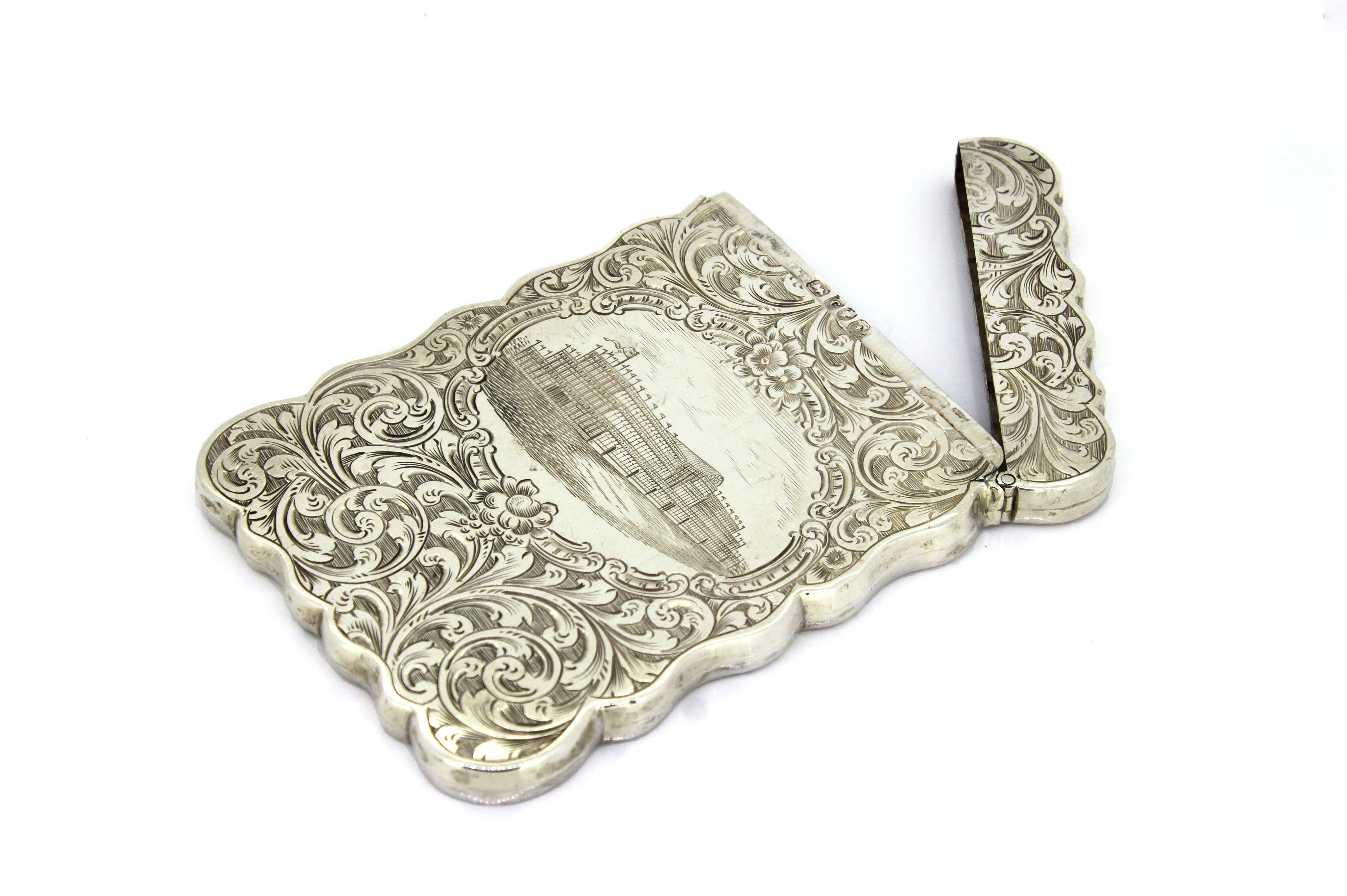 British Antique Victorian Sterling Silver Card Case