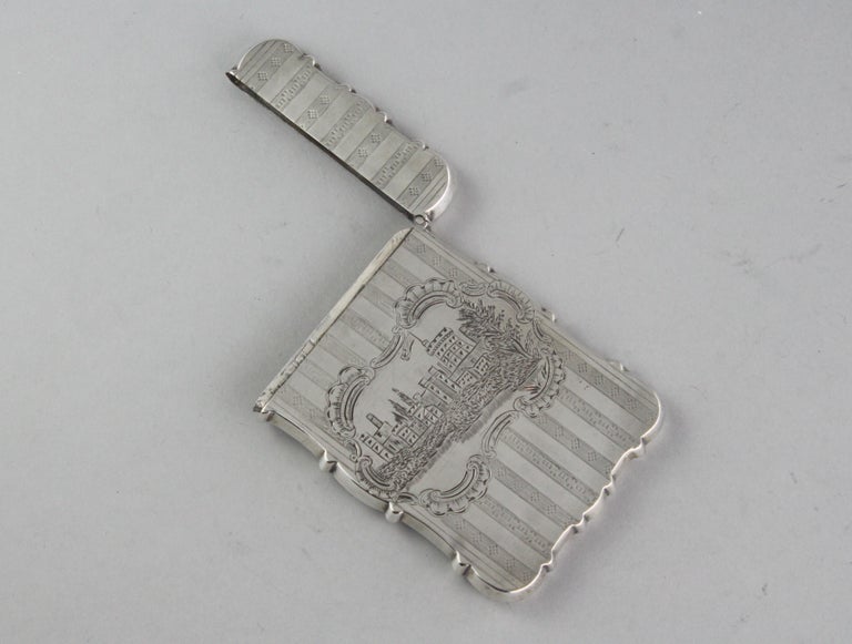 British Antique Victorian Sterling Silver Card Case For Sale
