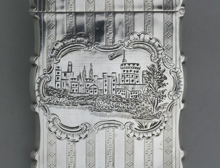 Mid-19th Century Antique Victorian Sterling Silver Card Case For Sale