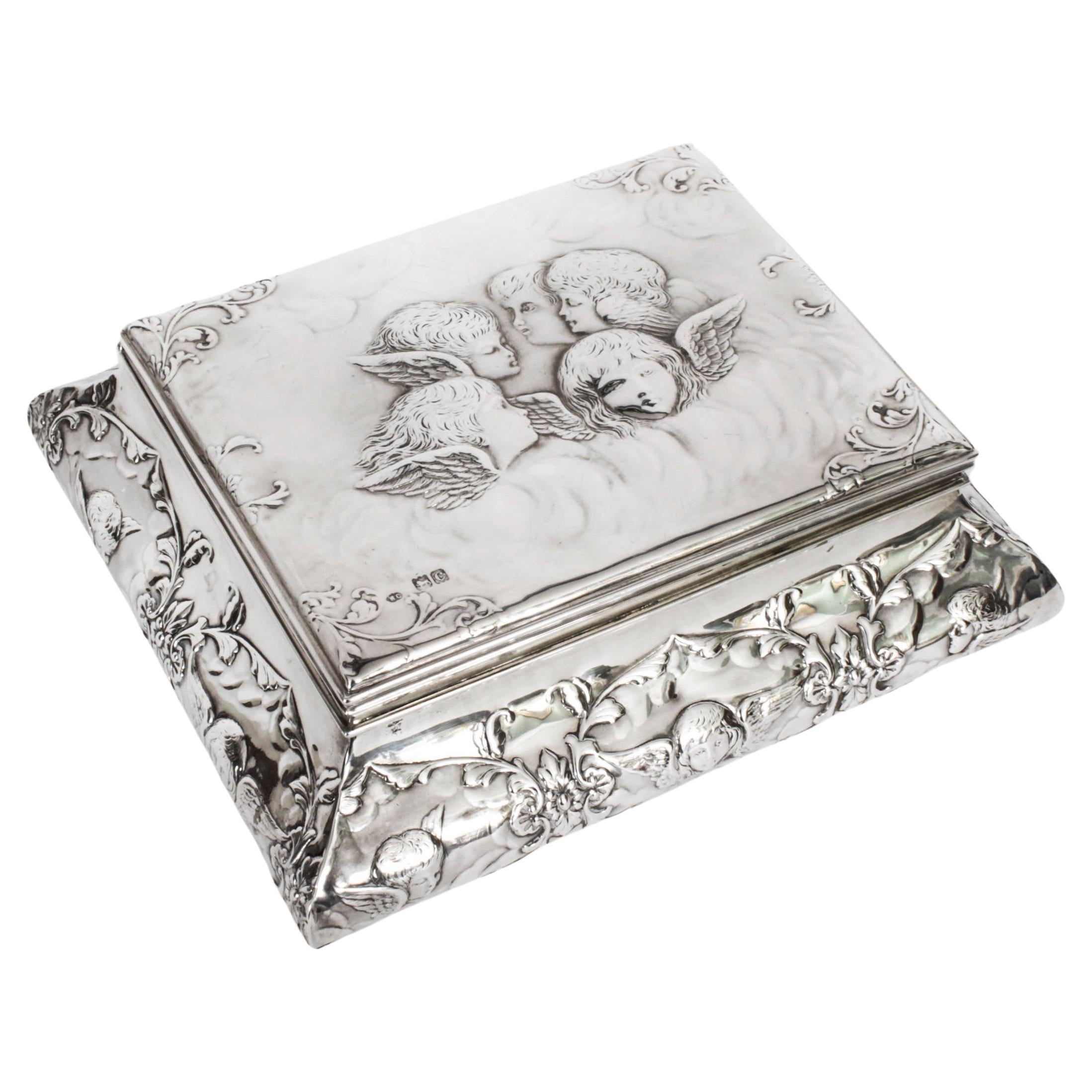 Coffret victorien ancien en argent sterling de William Comyns & Sons 1898