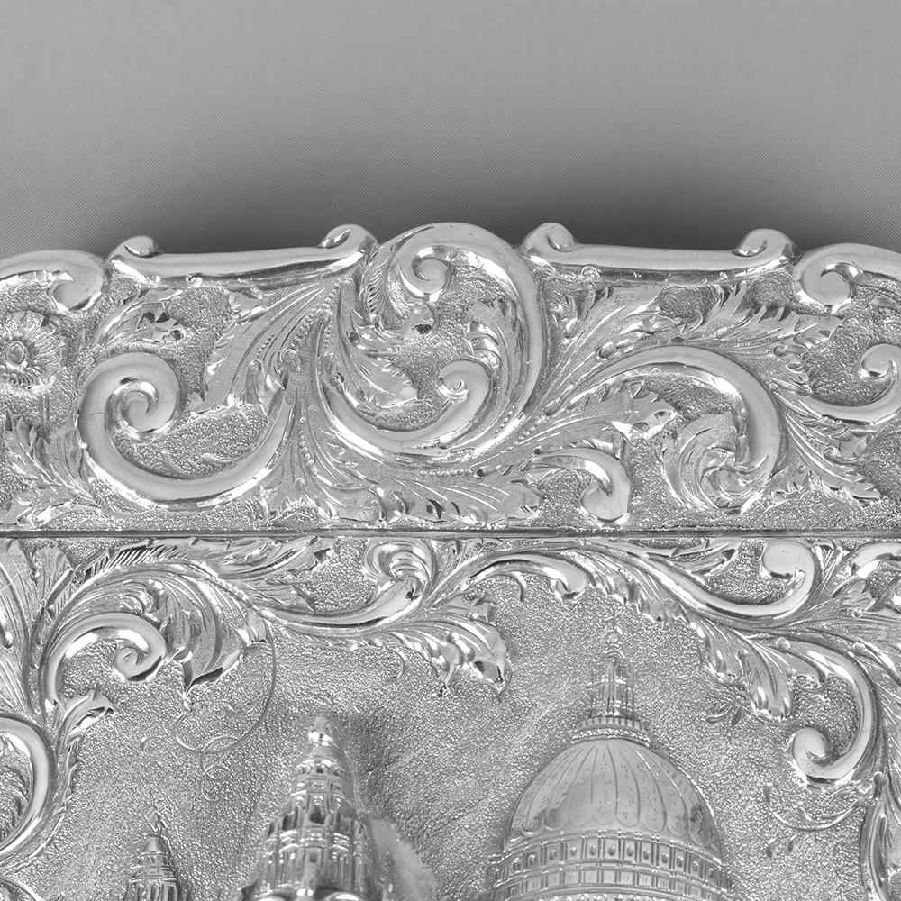 Antique Victorian Sterling Silver Castle-Top Card Case by Nathaniel Mills For Sale 4