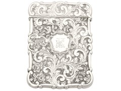 Antique Victorian Sterling Silver Castle Top Card Case
