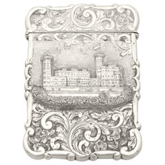 Antique Victorian Sterling Silver Castle Top Card Case