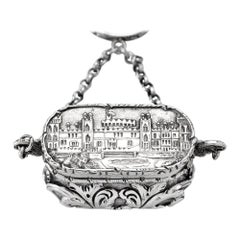 Antique Vinaigrette Victorienne en Argent Sterling Château de Windsor