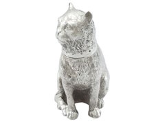 Antique Victorian 1876 Sterling Silver Cat Shaker