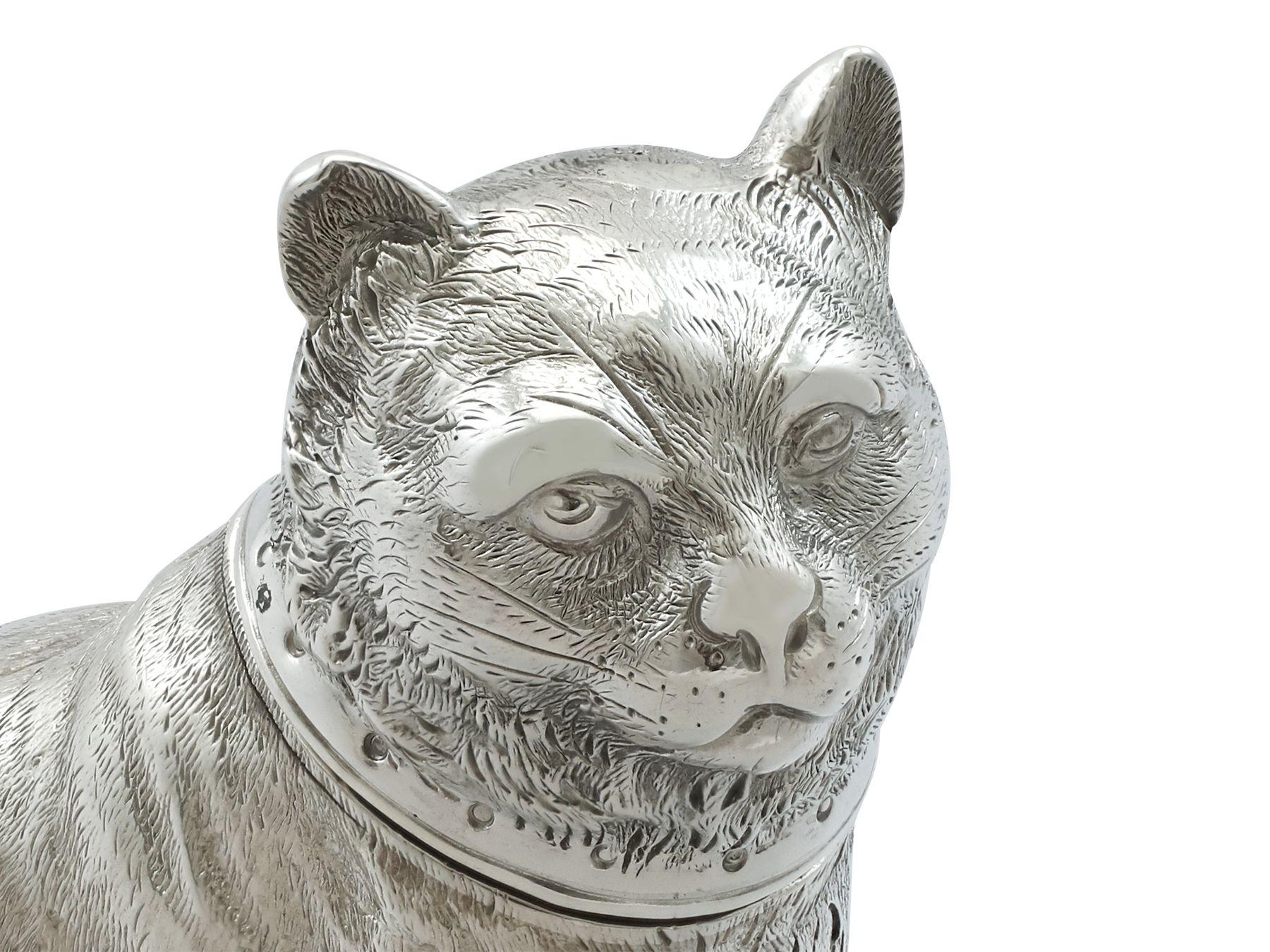 Antique Victorian 1876 Sterling Silver Cat Shaker 1