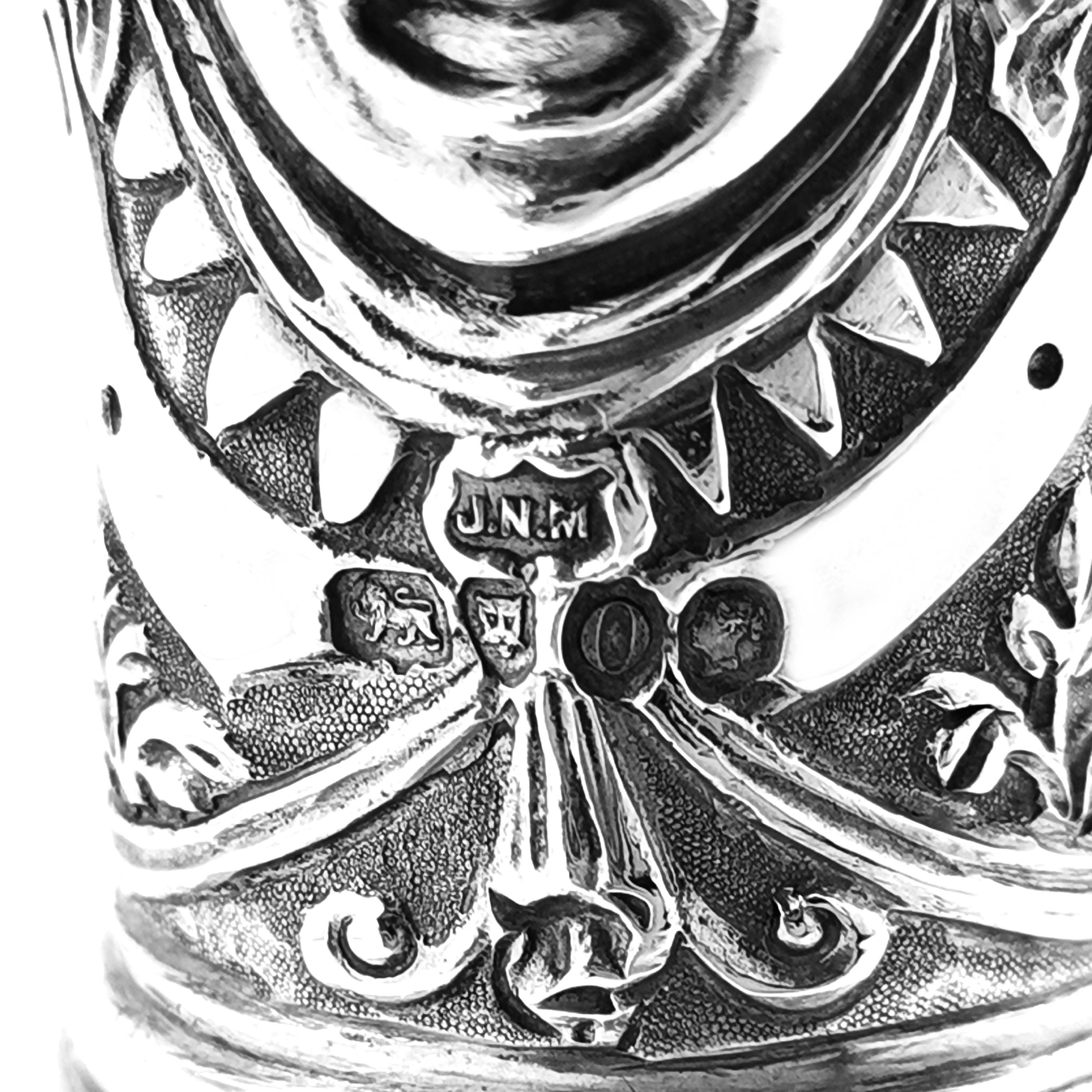 Antique Victorian Sterling Silver Cellini Jug Claret Jug Wine Pitcher 1889 5