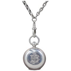 Antique Victorian Sterling Silver Chain Dated 1907 Sovereign Locket Necklace